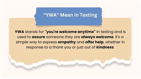 Texting; 1. . Ywa meaning in text